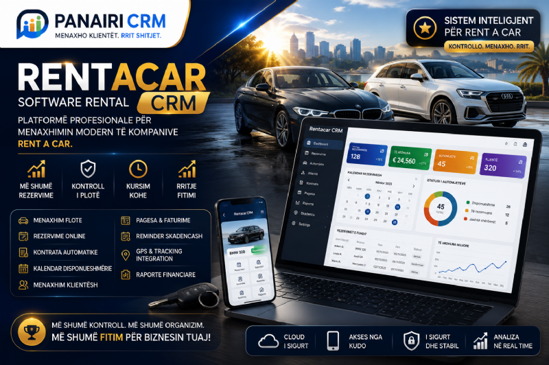 A jeni gati të kontrolloni gjithë biznesin Rent a Car nga telefoni? PANAIRI CRM sjell sistemin që organizon flotën dhe rrit fitimin.